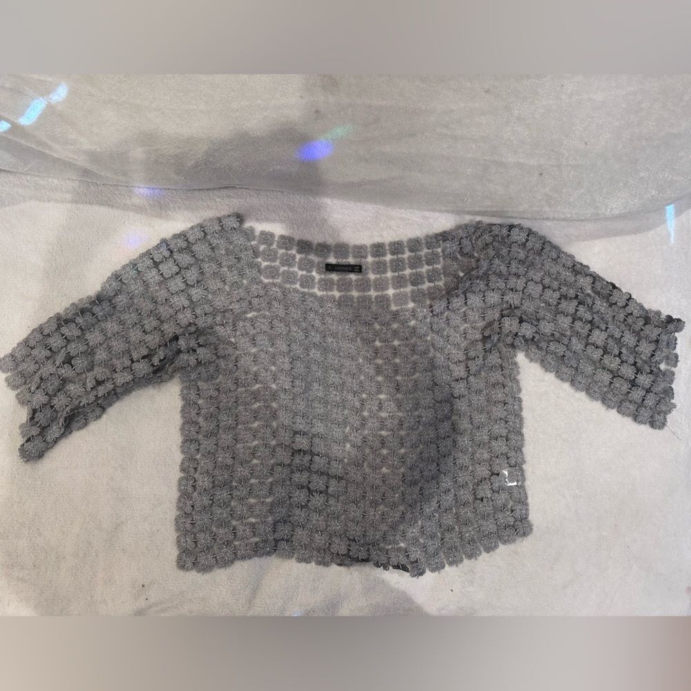 HESPERUS size small women floral design shirt silver gray